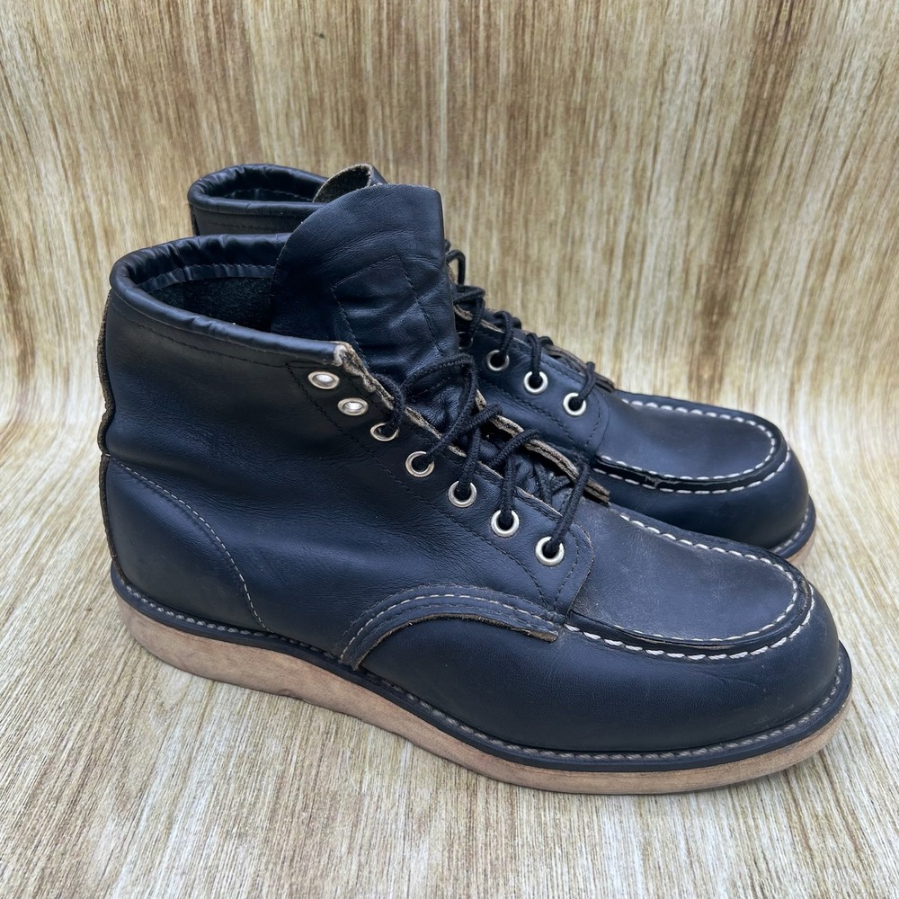 Red Wing Boots 9075 Men's Size 7D Classic Moc Toe Boots Black Leather Work Boots